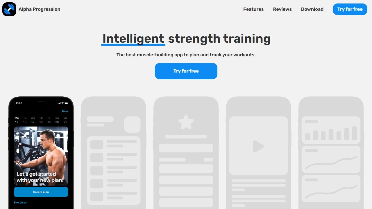 Alpha Progression homepage and interface