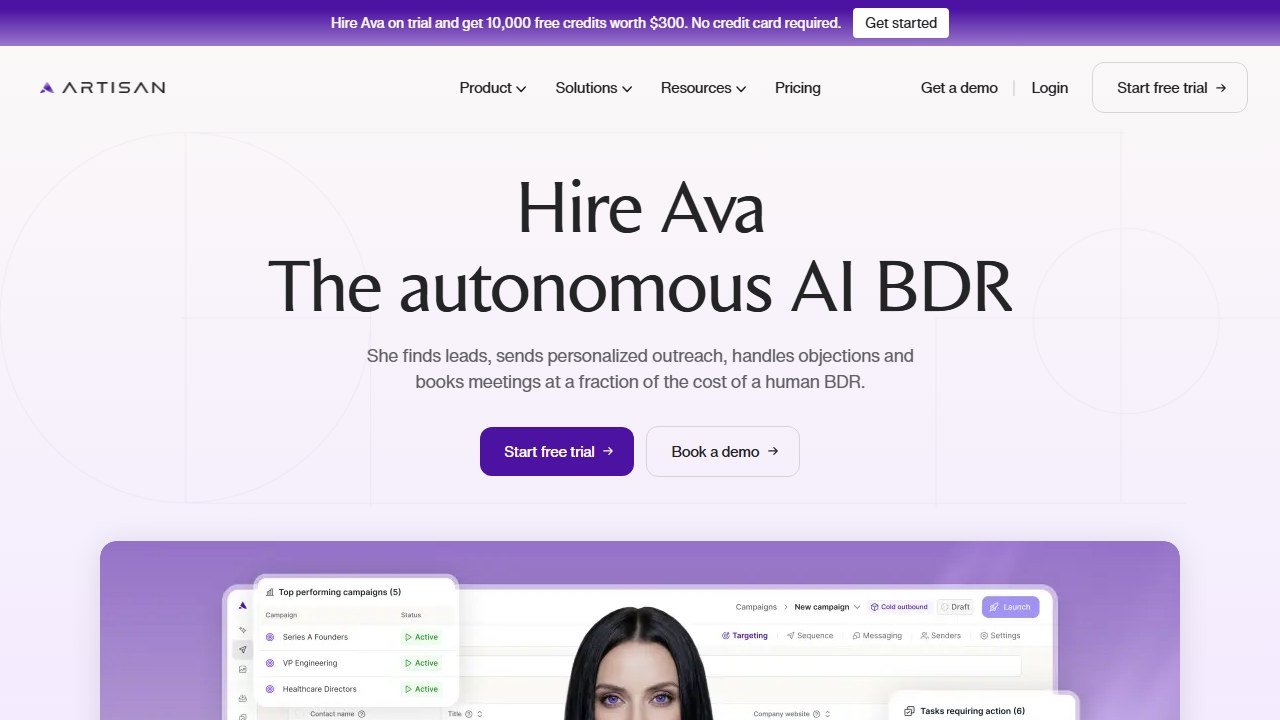 Artisan homepage screenshot