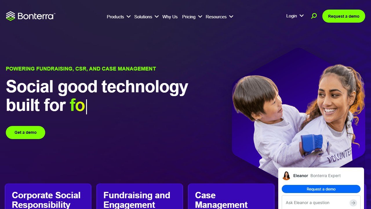 Bonterra nonprofit software homepage