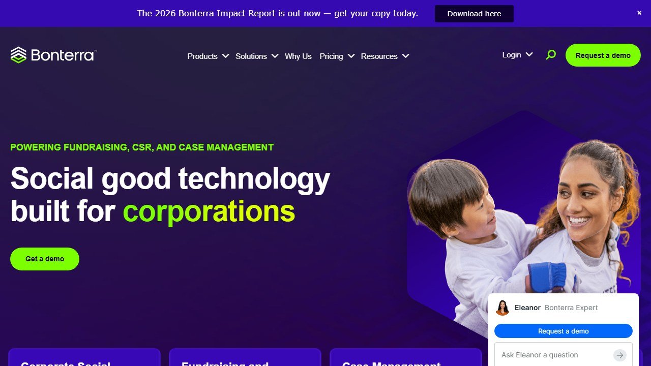 Bonterra nonprofit software homepage