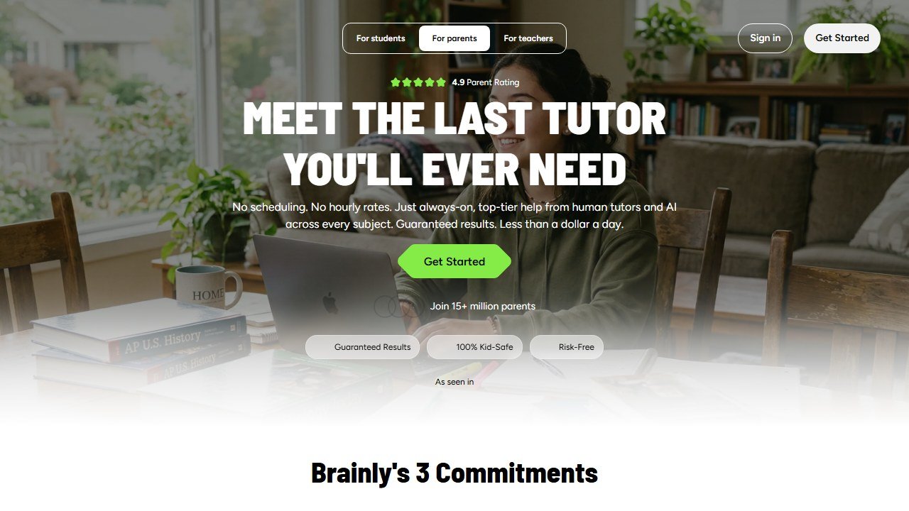 Brainly homepage and interface