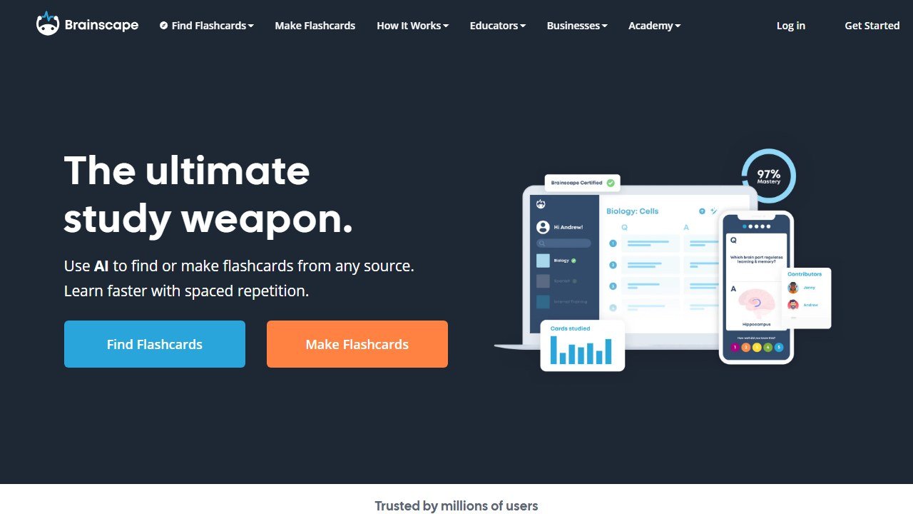 Brainscape homepage
