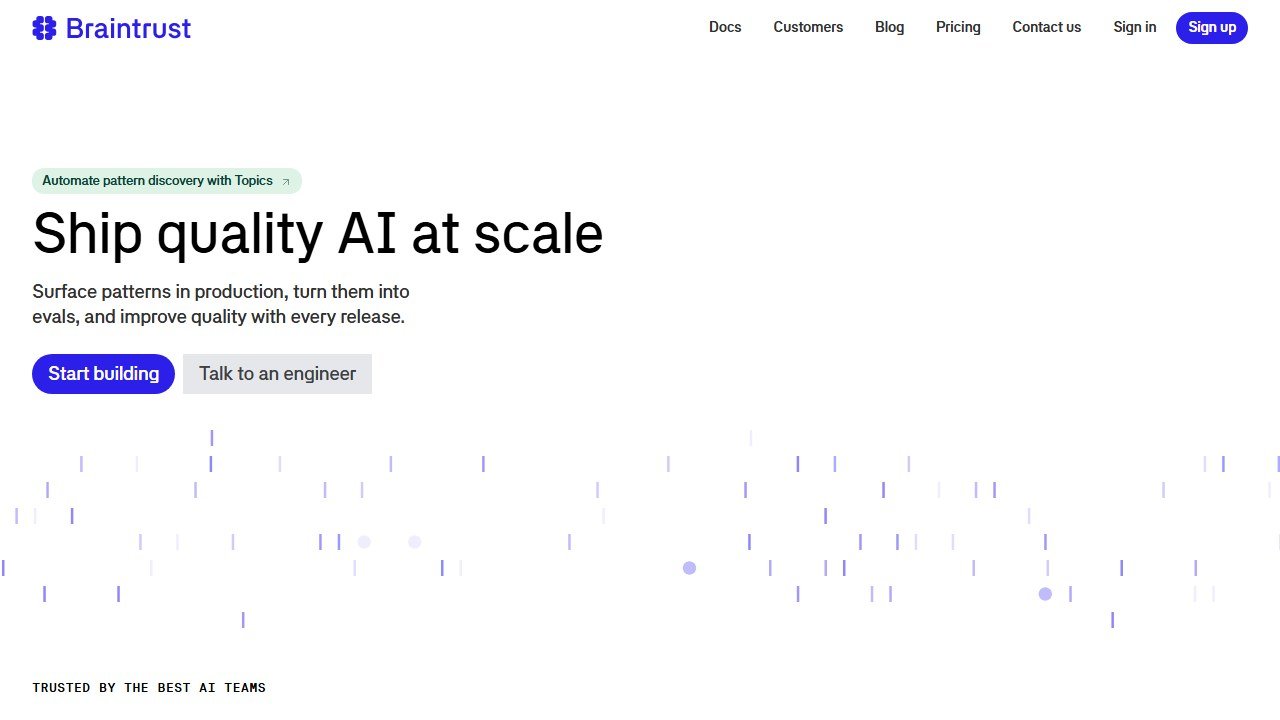 Braintrust LLM eval homepage