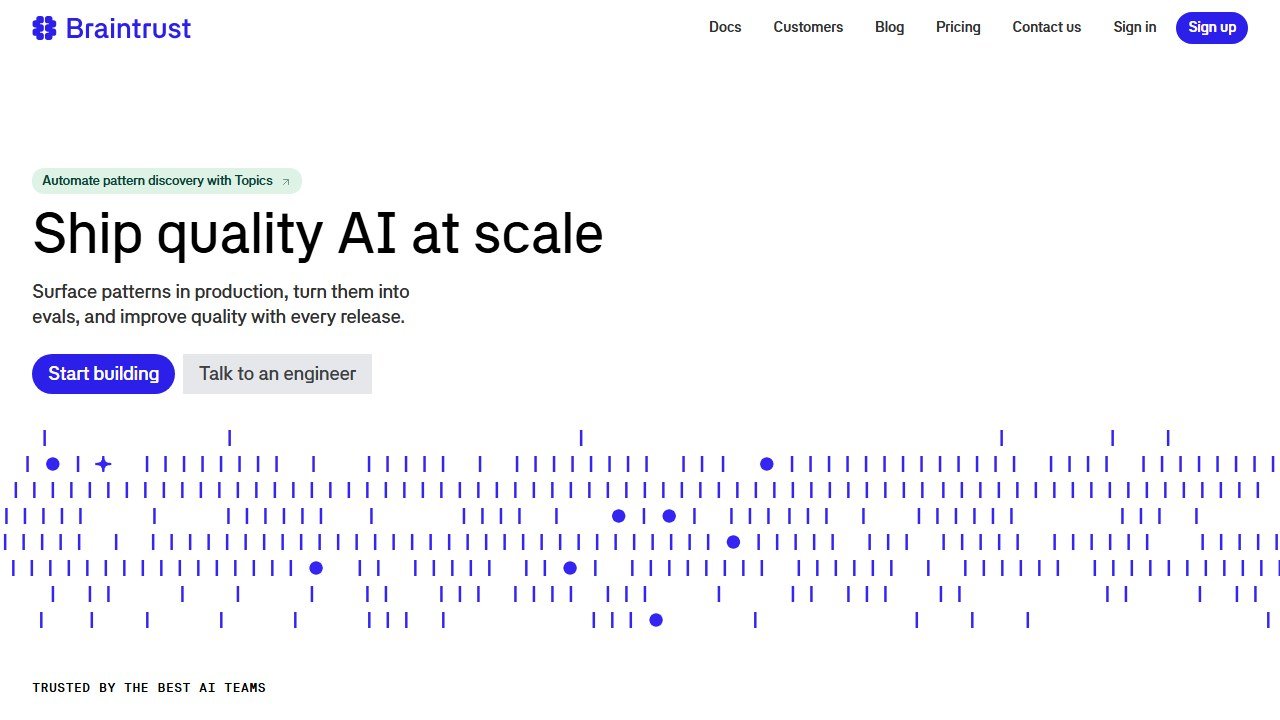 Braintrust LLM eval homepage
