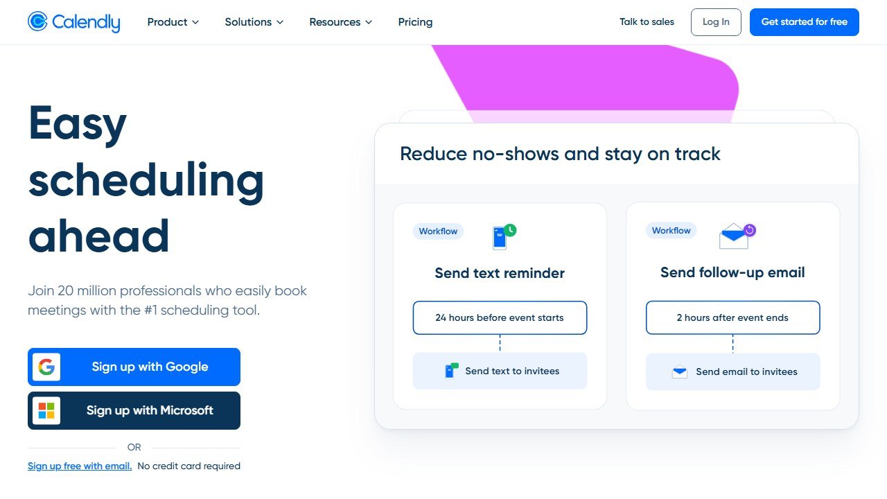 Calendly scheduling homepage