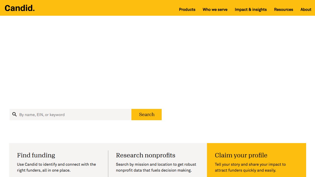 Candid foundation research database homepage