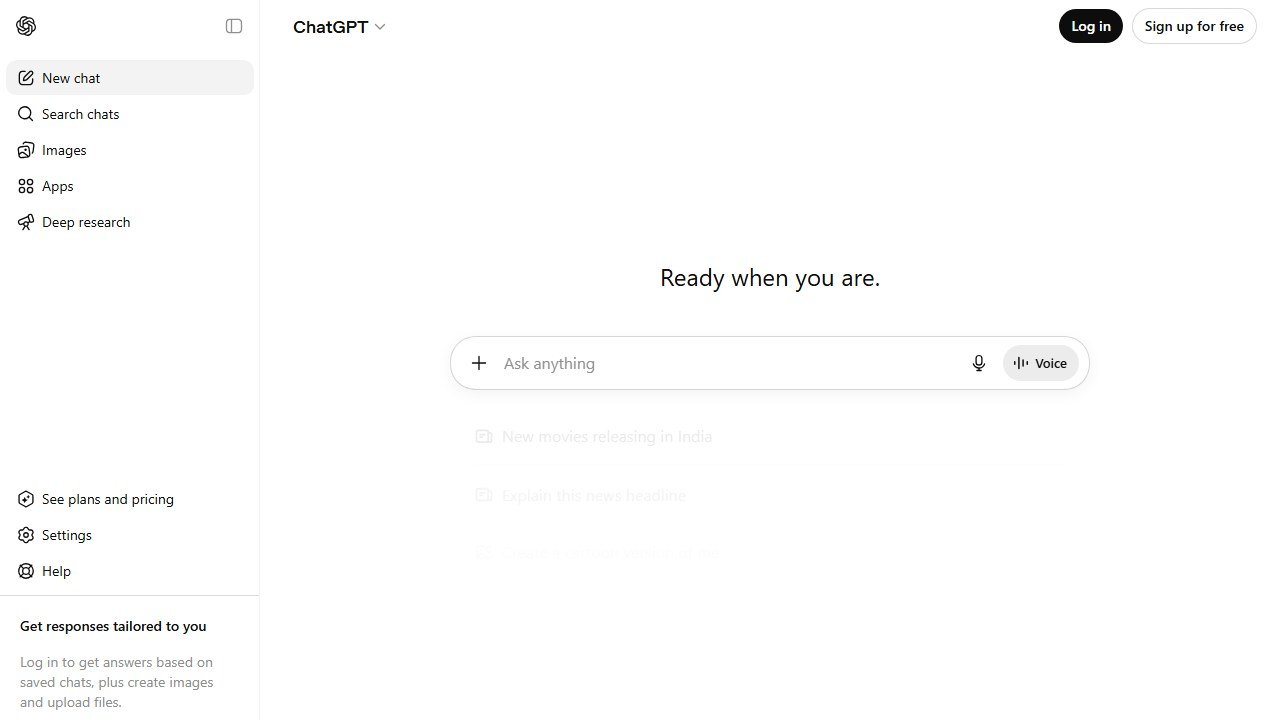 ChatGPT homepage