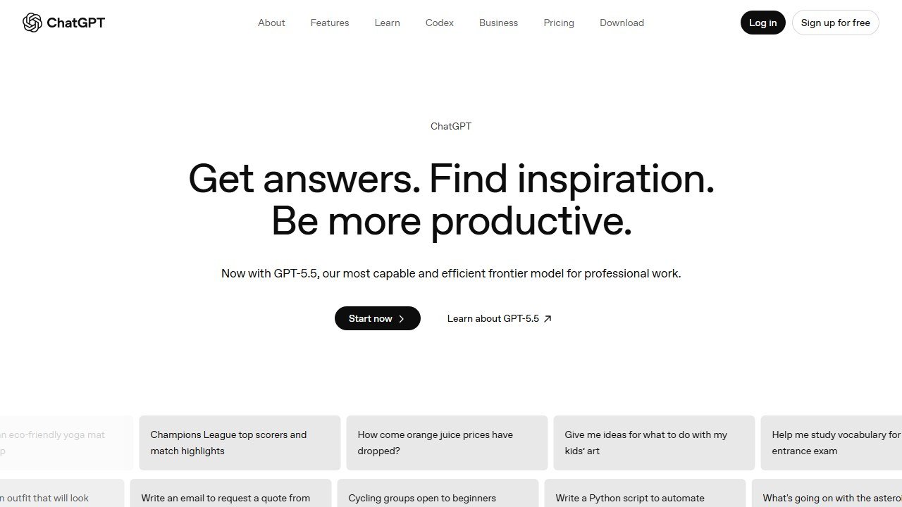 ChatGPT homepage