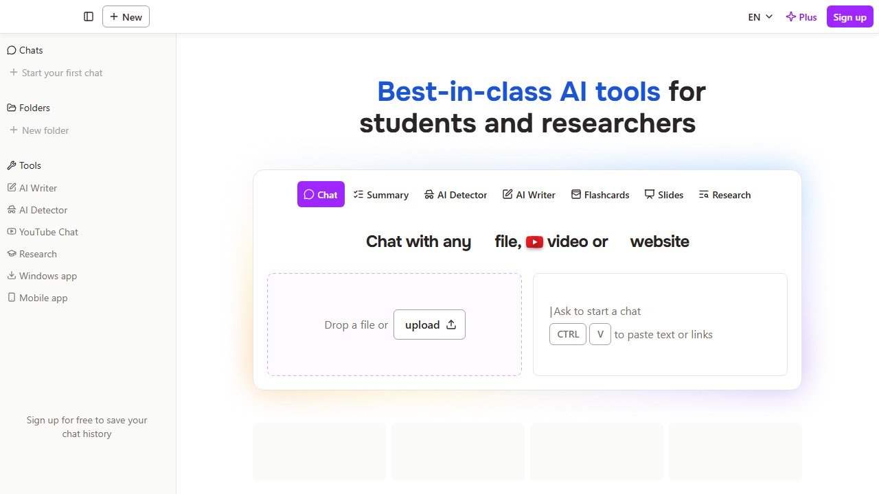 ChatPDF document chat homepage