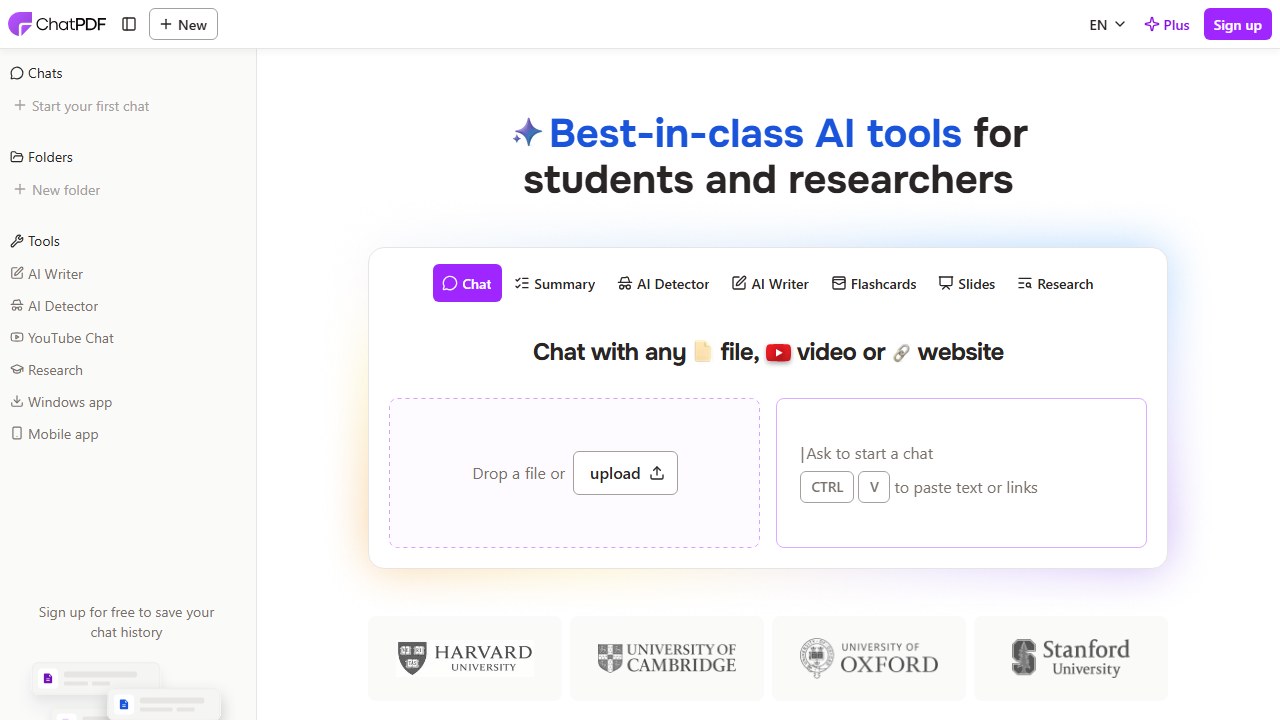 chatpdf homepage