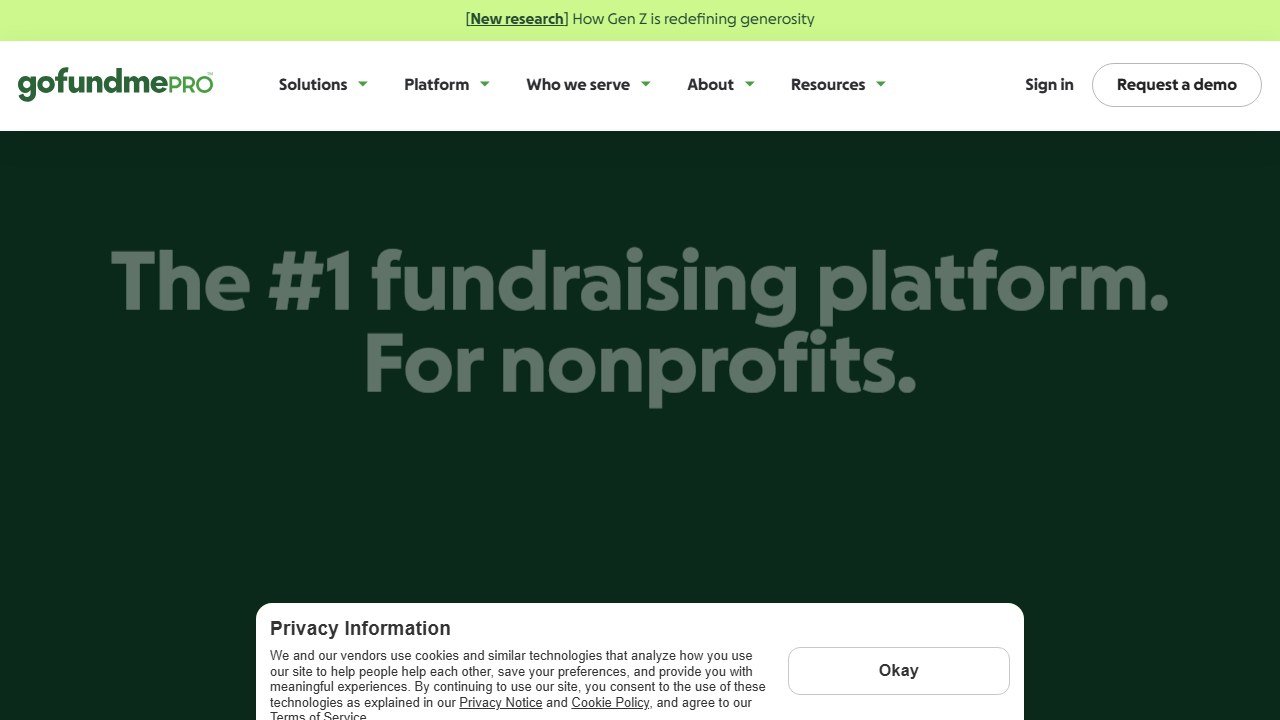 Classy GoFundMe Pro fundraising platform homepage
