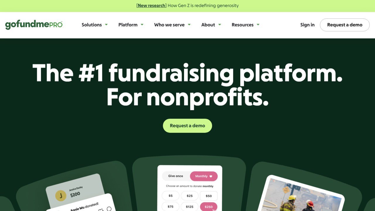 Classy GoFundMe Pro fundraising platform homepage