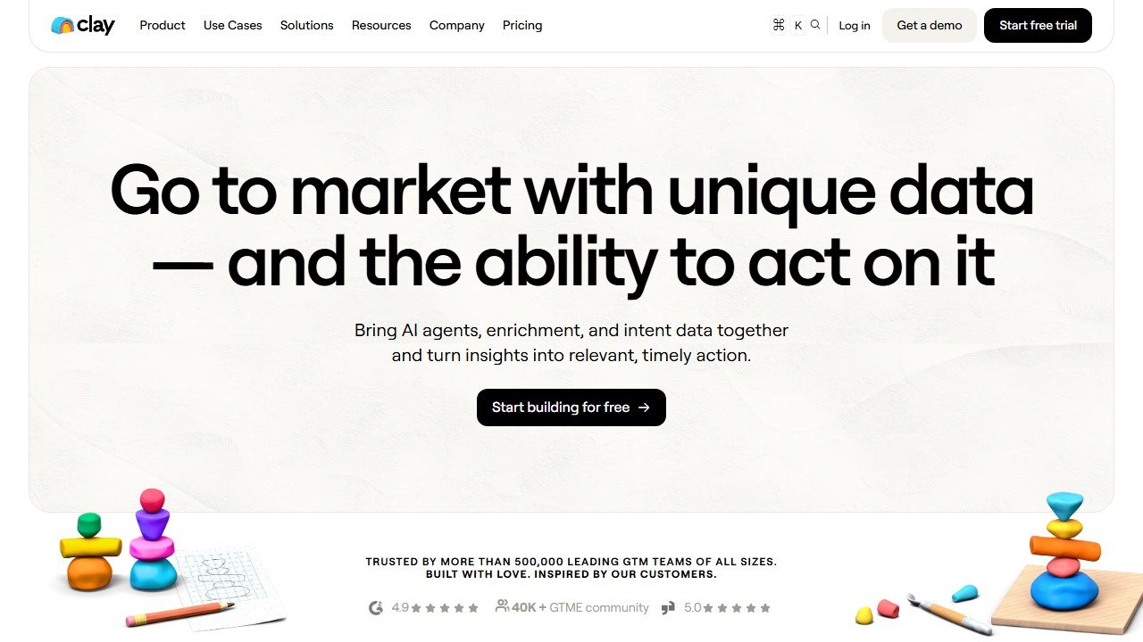 Clay homepage screenshot