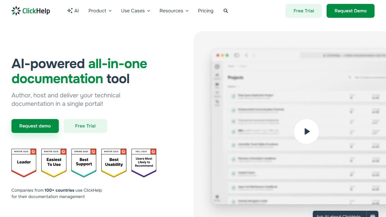 ClickHelp homepage