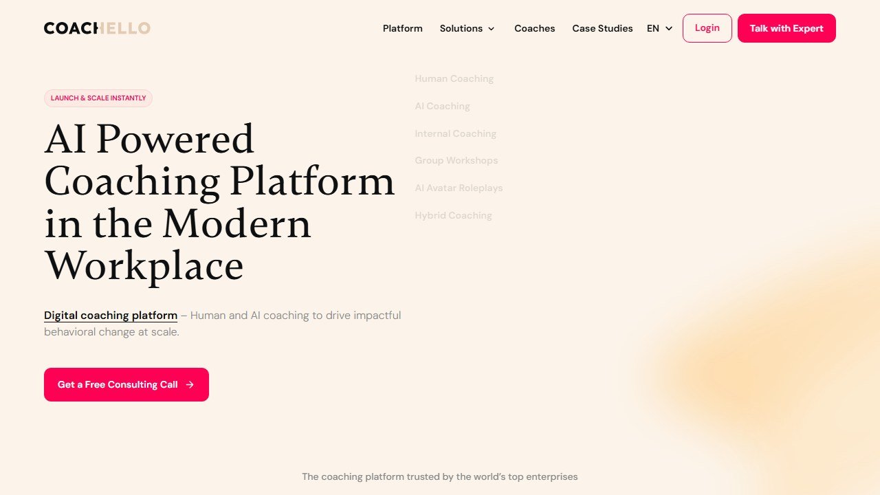 Coachello coaching platform homepage