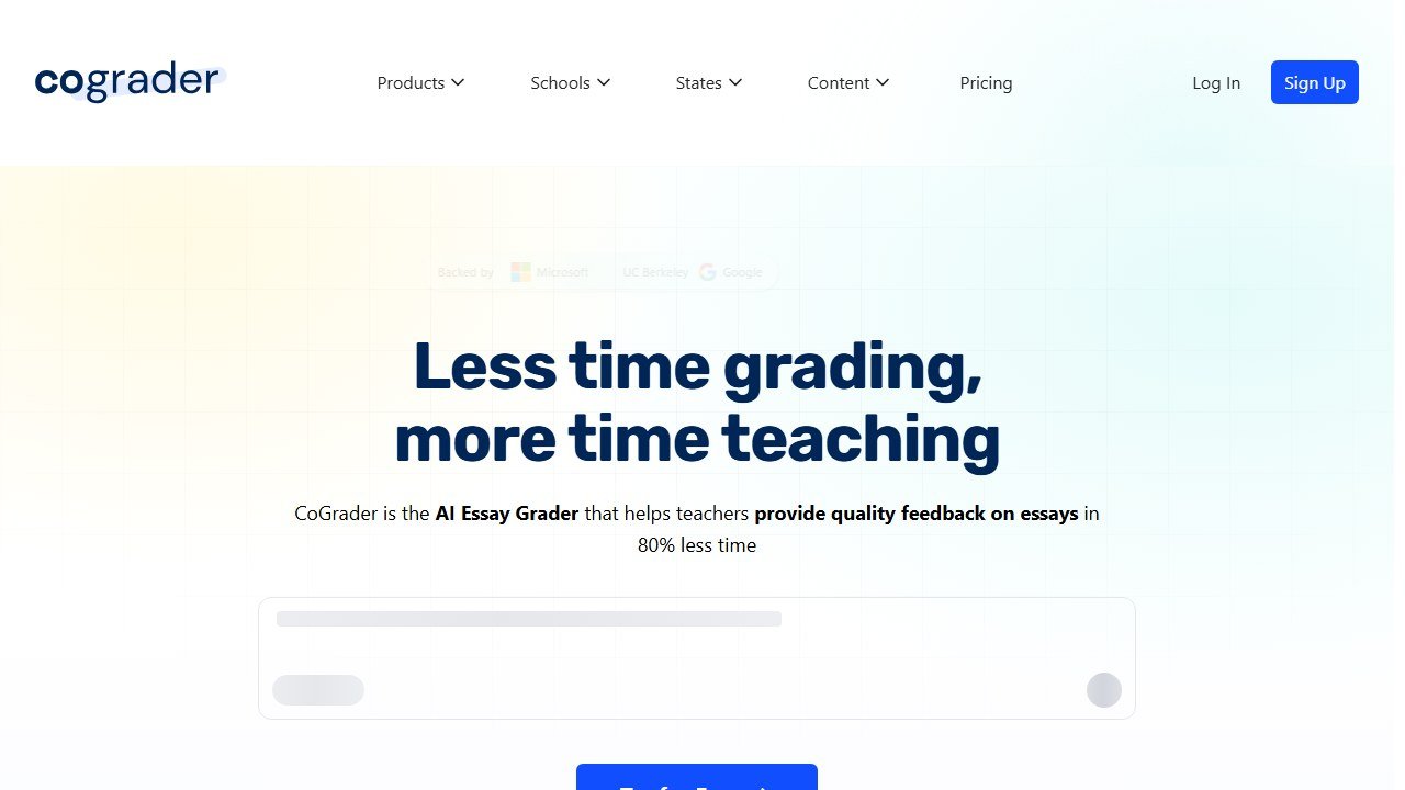 CoGrader AI essay grading tool homepage interface