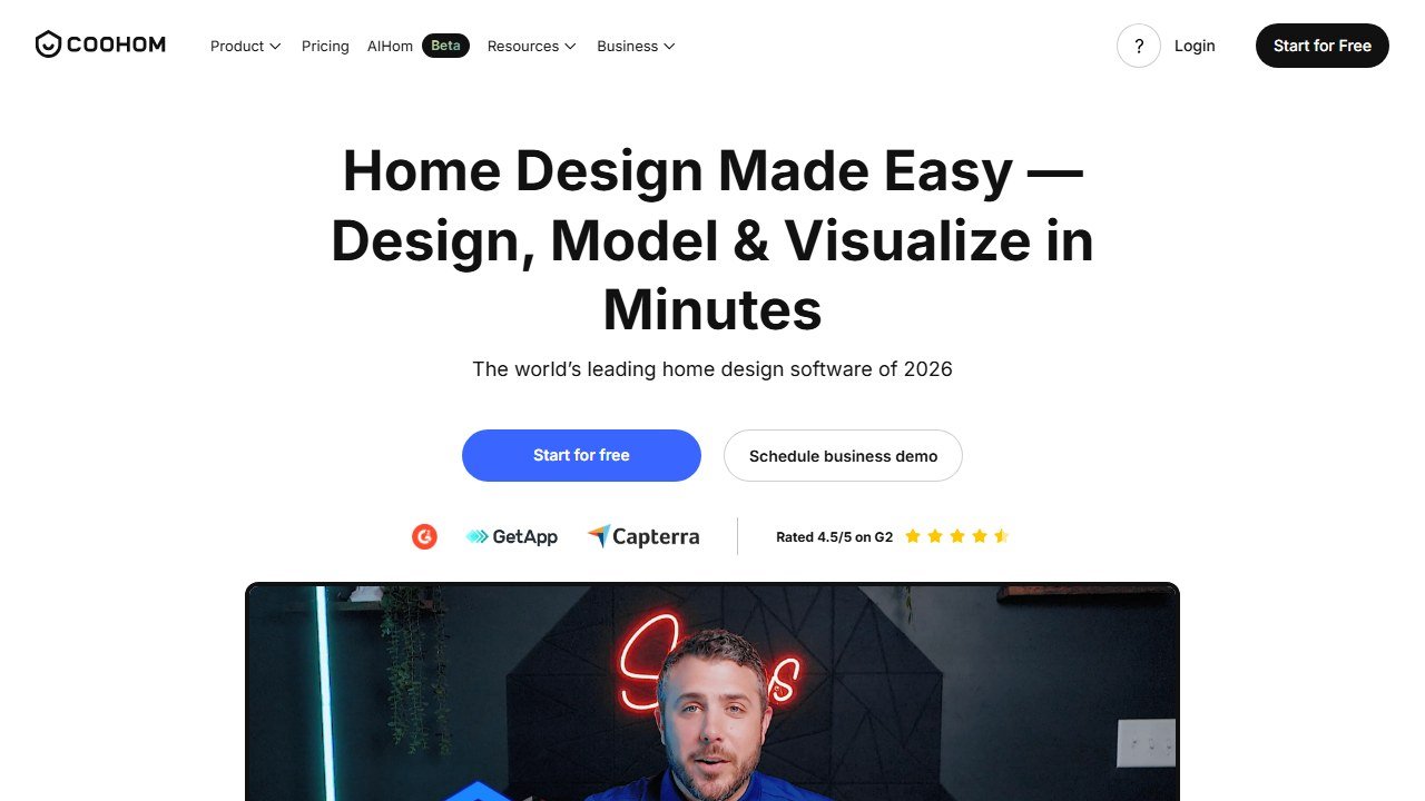 Coohom 3D interior design platform homepage