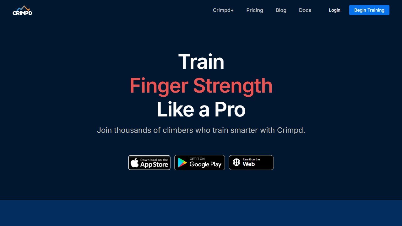 Crimpd climbing training app homepage