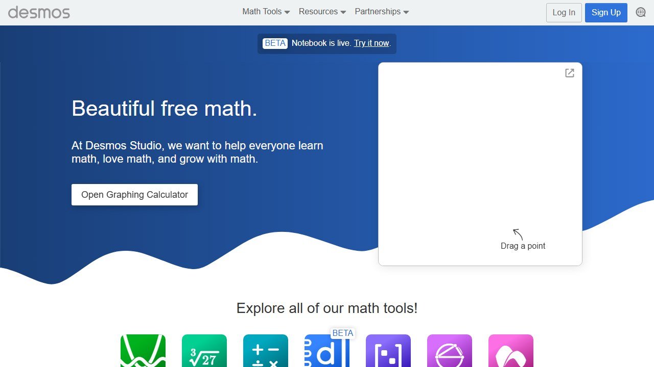 Desmos graphing calculator homepage