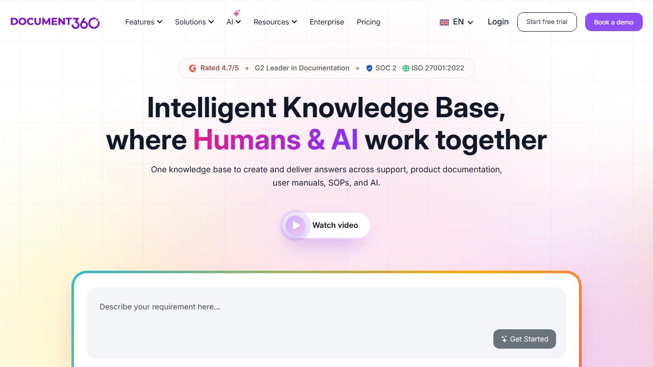 Document360 homepage