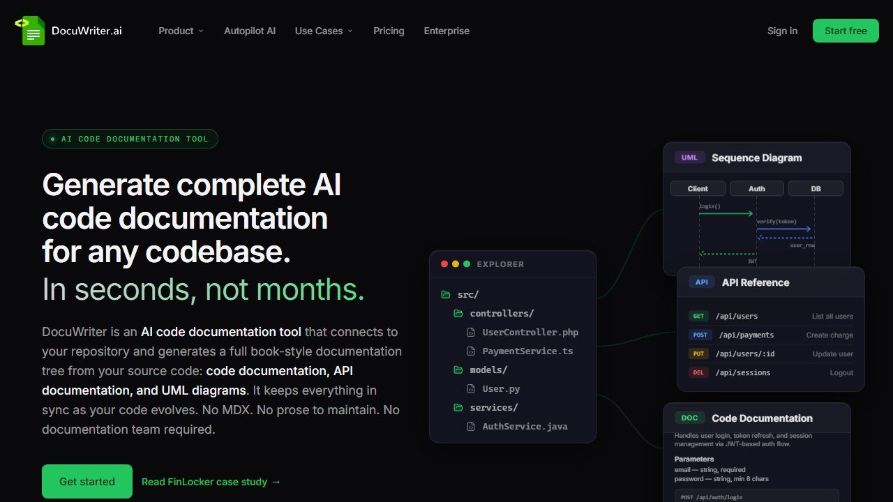 DocuWriter.ai homepage