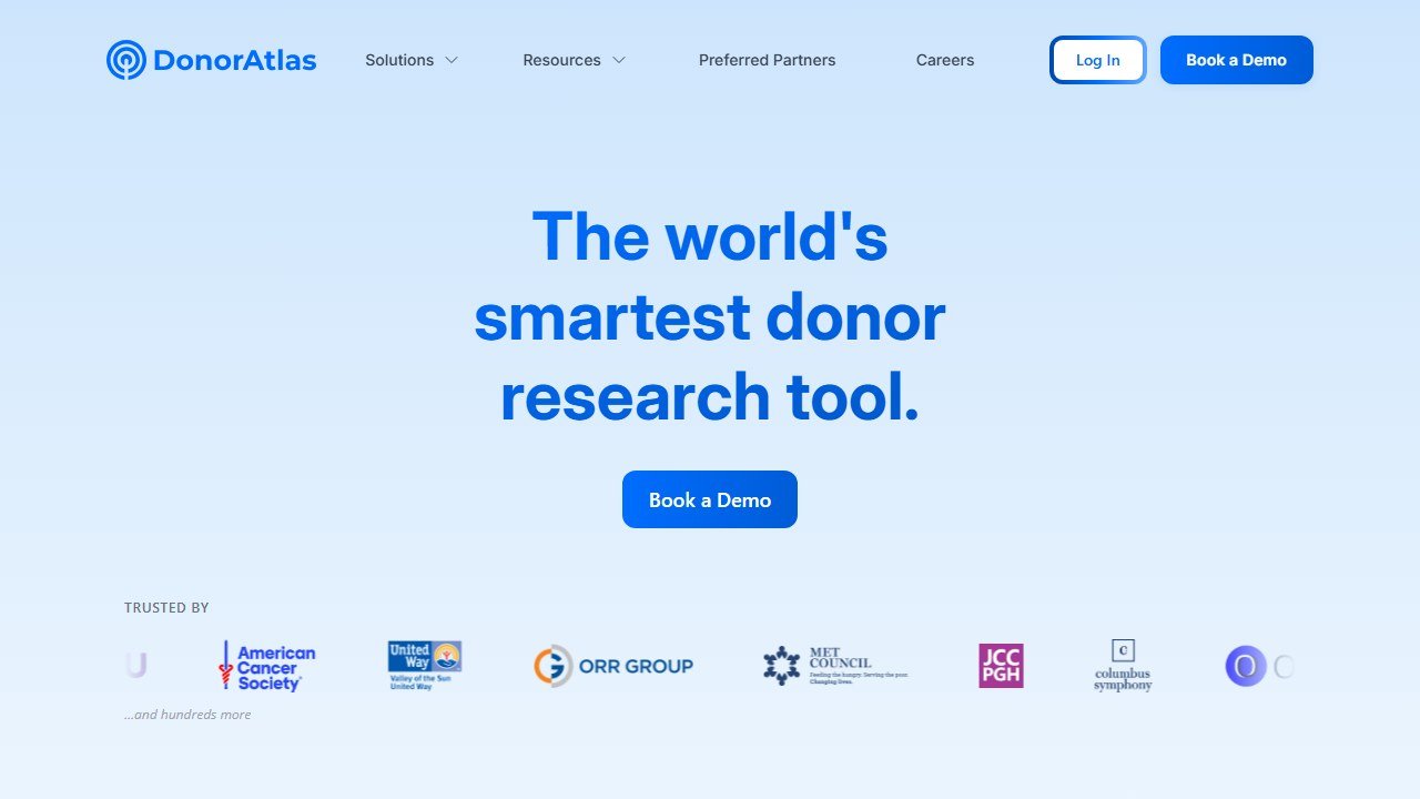 DonorAtlas homepage screenshot