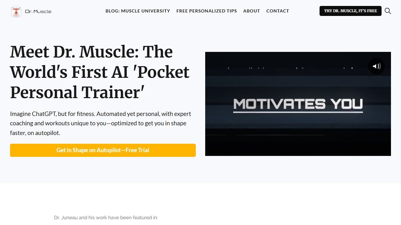 Dr. Muscle app homepage