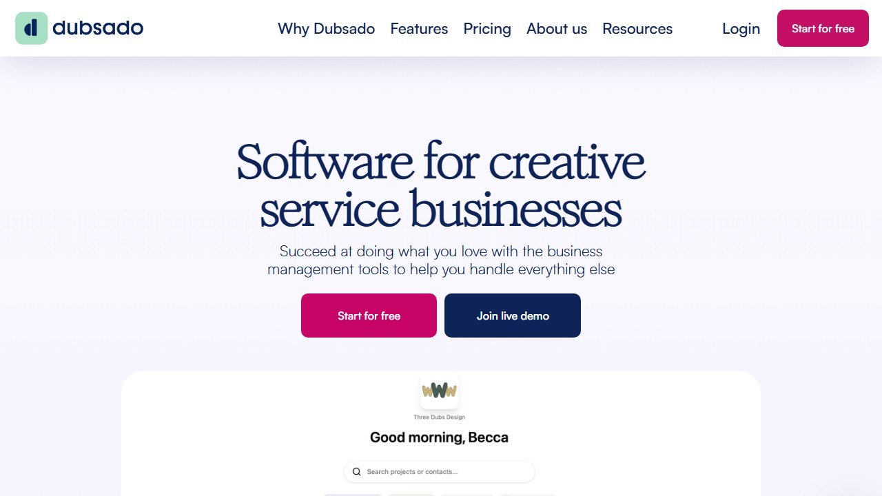 Dubsado business management homepage