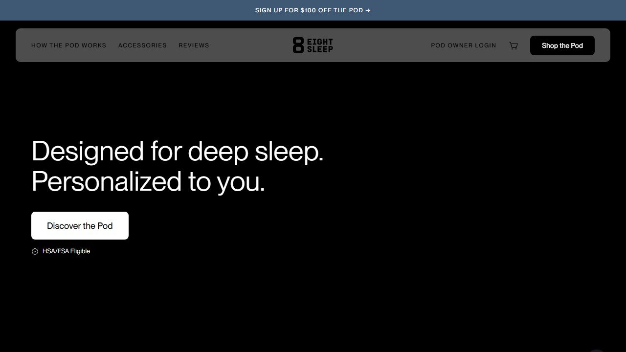 Eight Sleep homepage