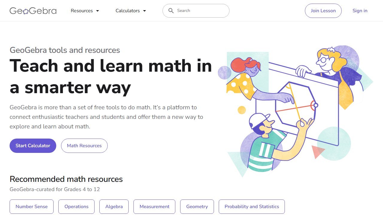 GeoGebra math tools homepage