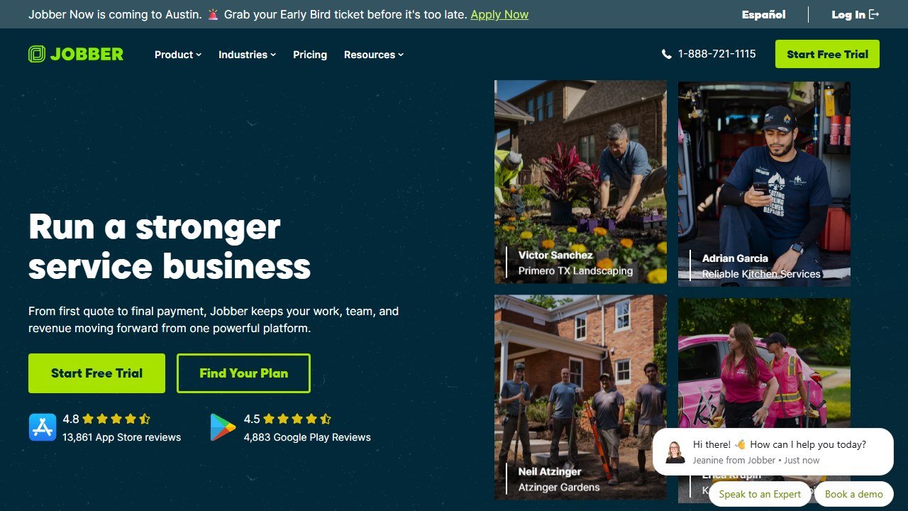 Jobber homepage(getjobber.com)