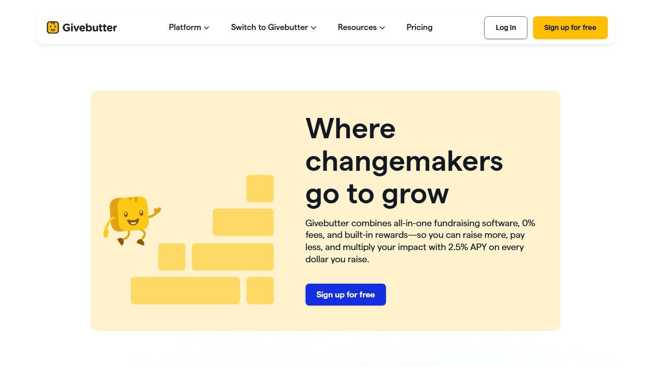 Givebutter homepage
