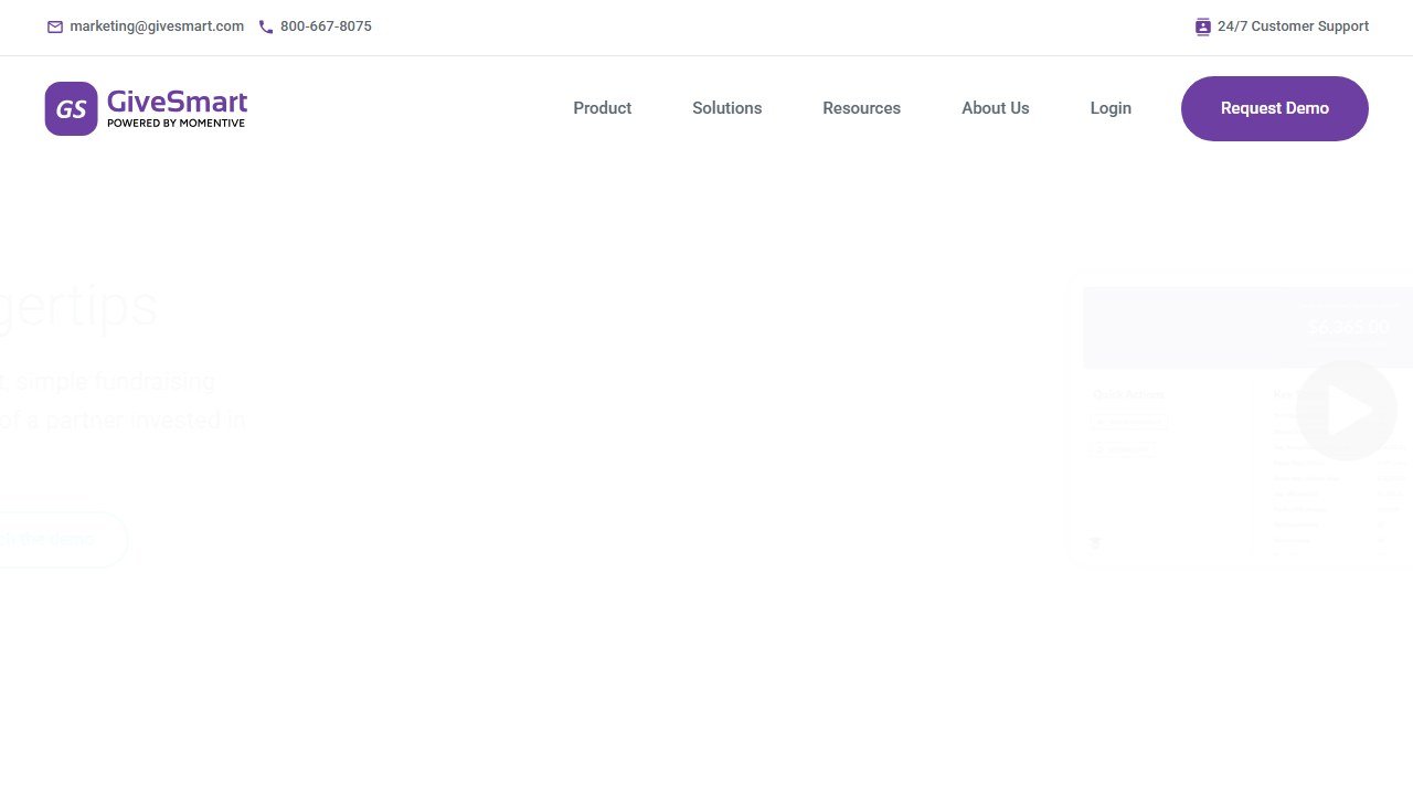 GiveSmart nonprofit fundraising platform homepage