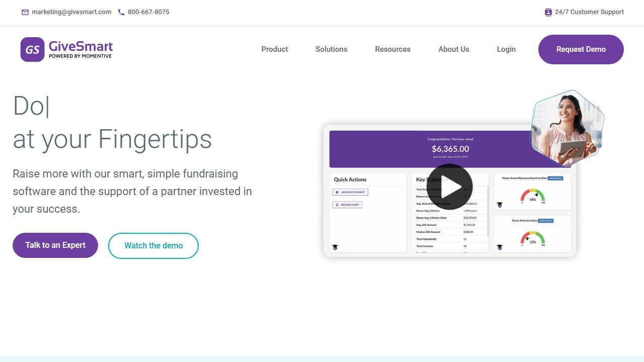 GiveSmart event fundraising software homepage