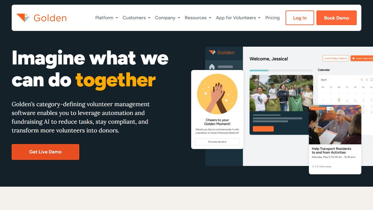 Golden volunteer management homepage