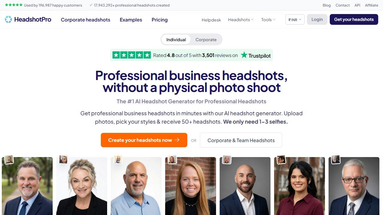 HeadshotPro AI headshot generator homepage