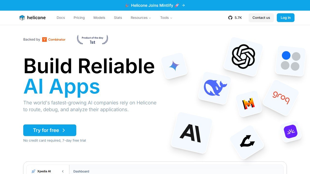 Helicone LLM observability homepage