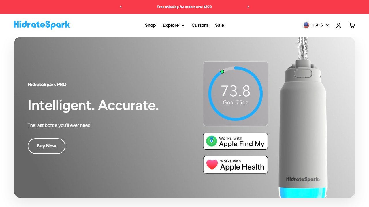 HidrateSpark smart bottle homepage