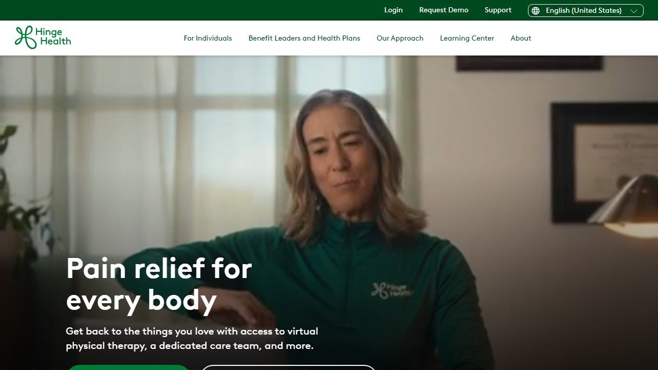 Hinge Health digital PT homepage