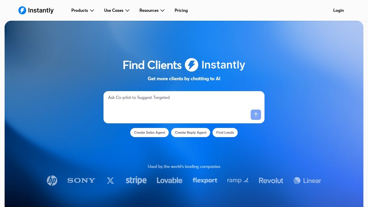 Instantly homepage screenshot
