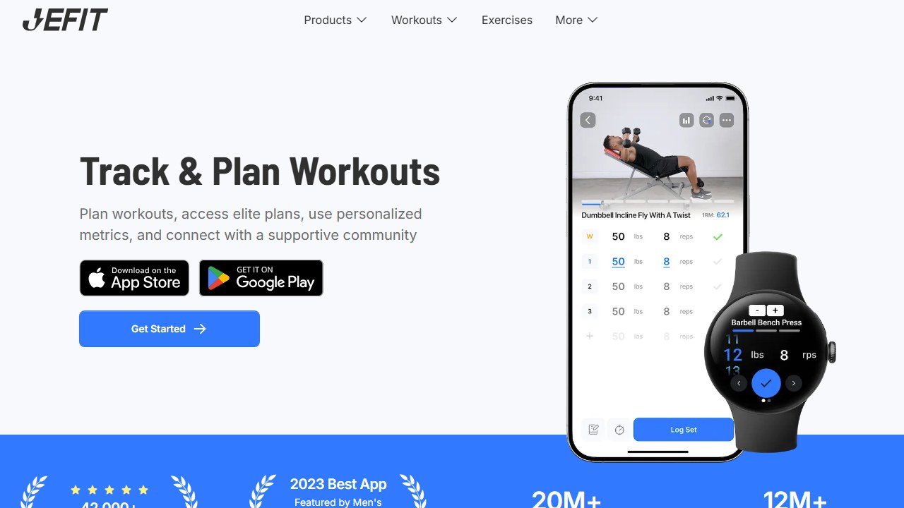 Jefit homepage and interface