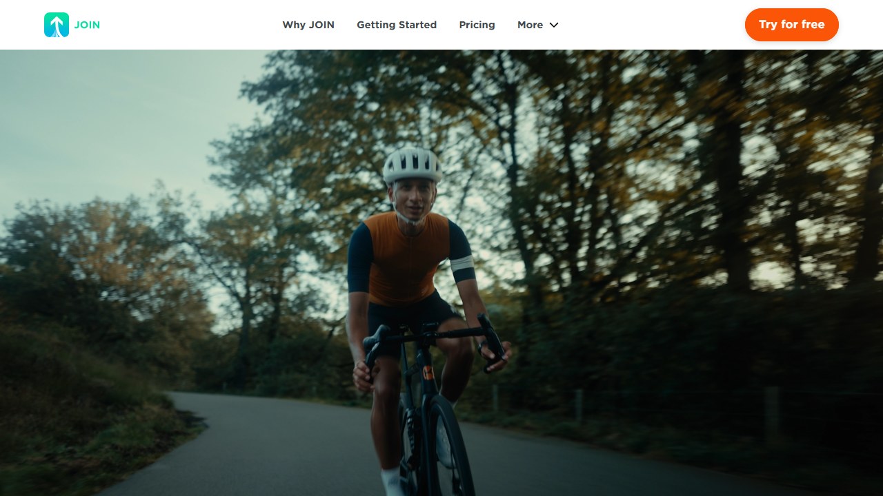 JOIN cycling training app homepage