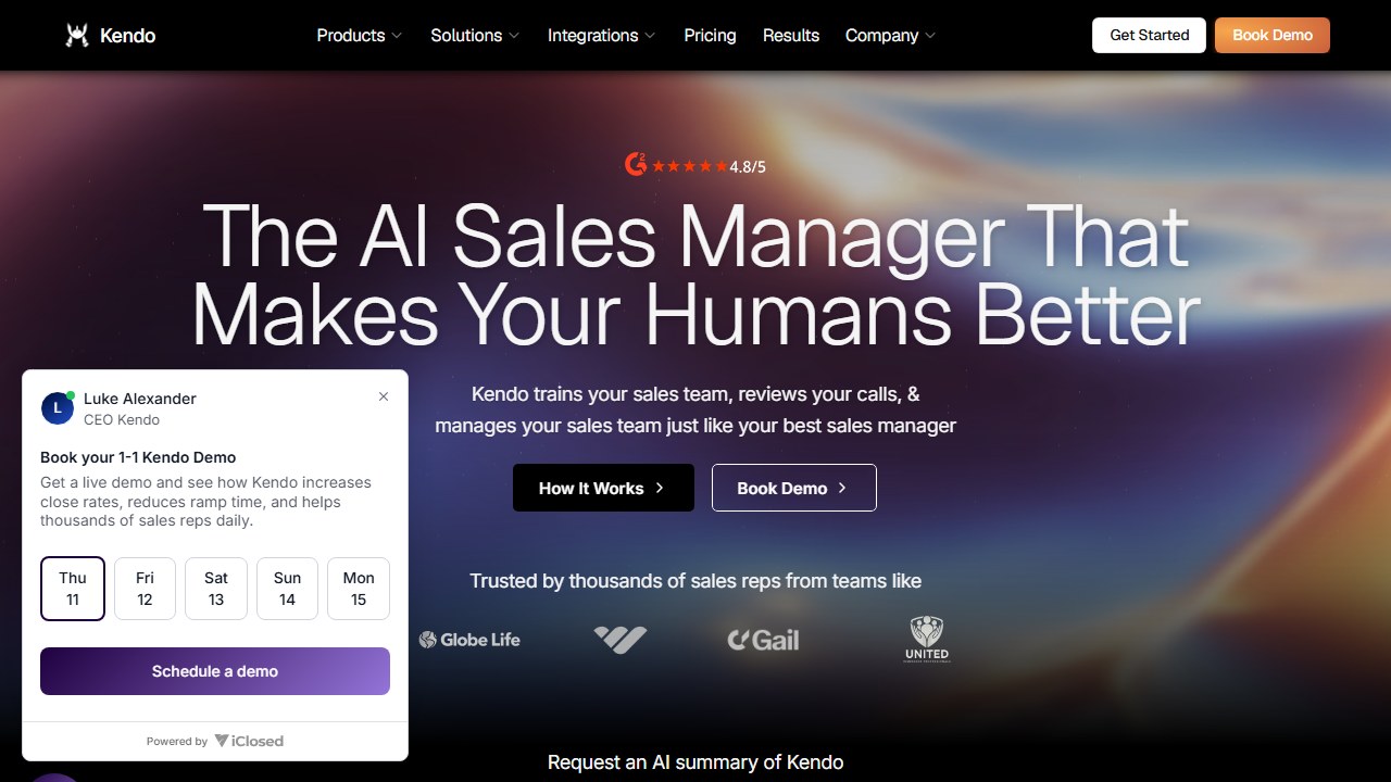 Kendo AI homepage and interface