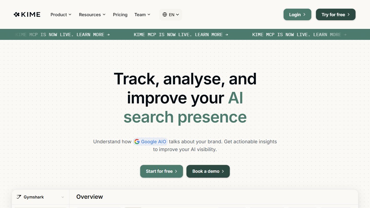 KIME AI homepage screenshot 2026
