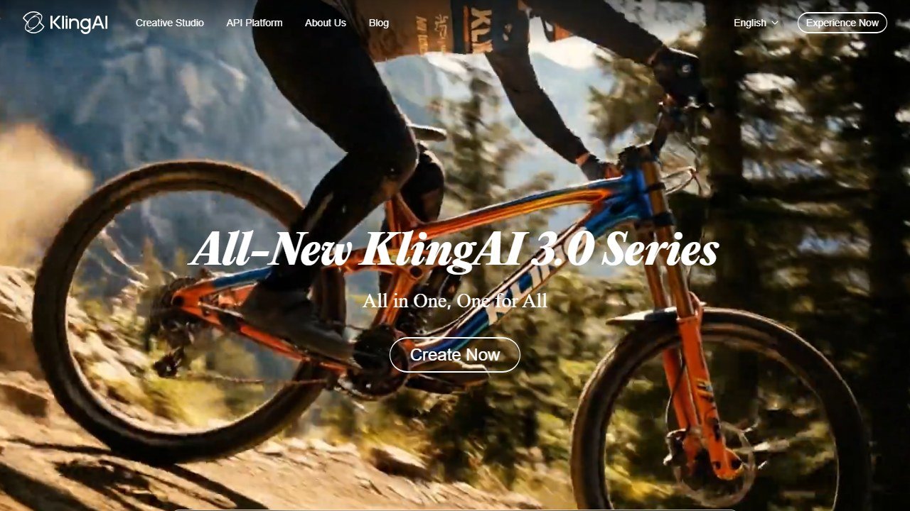 Kling AI 3.0 image to video tool homepage, Hollywood-style visual quality on the free tier