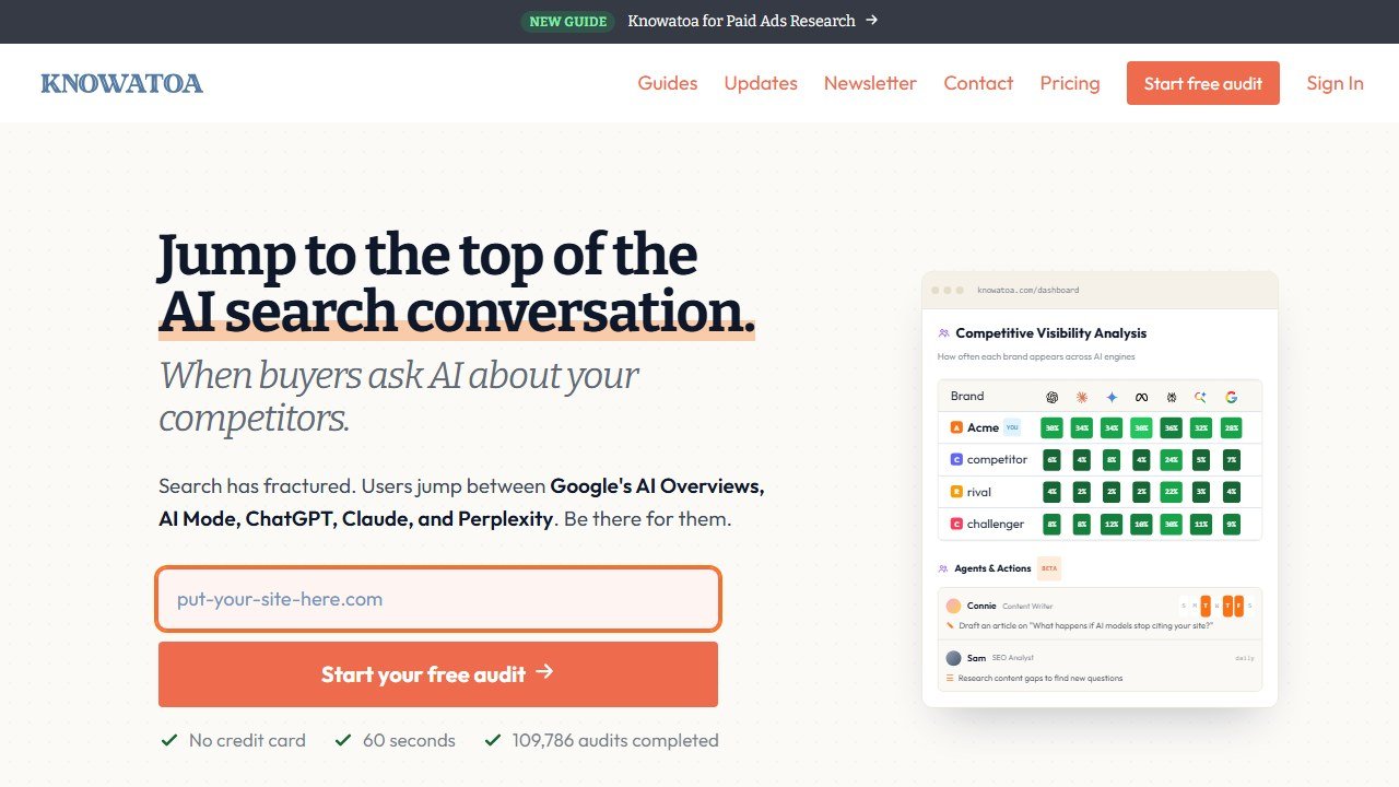 Knowatoa homepage screenshot 2026