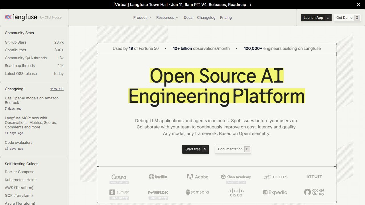 Langfuse LLM observability homepage