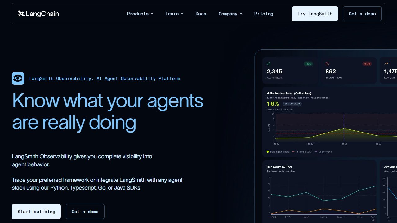 LangSmith LLM observability homepage