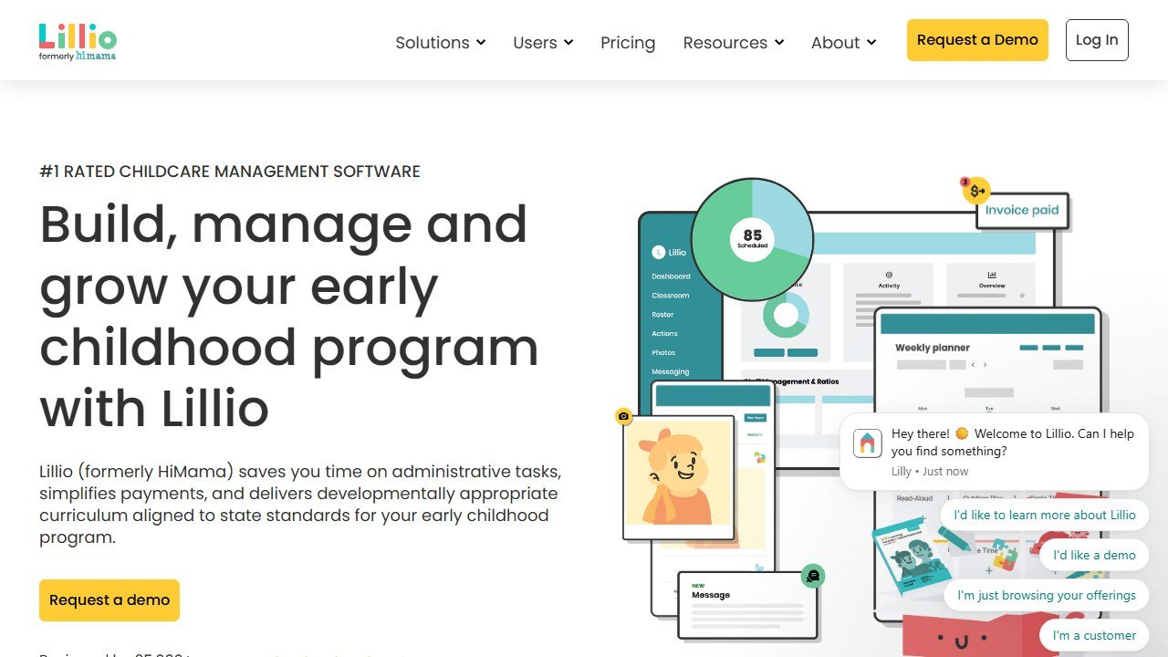 Lillio (HiMama) childcare homepage