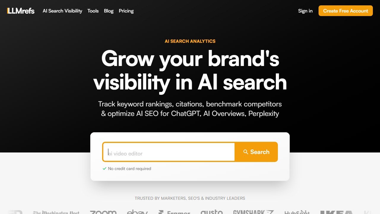 LLMrefs homepage screenshot 2026